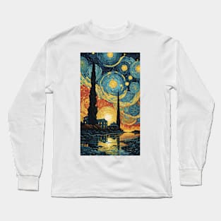 Starry Night Mosaic: Van Gogh's Celestial Symphony Long Sleeve T-Shirt